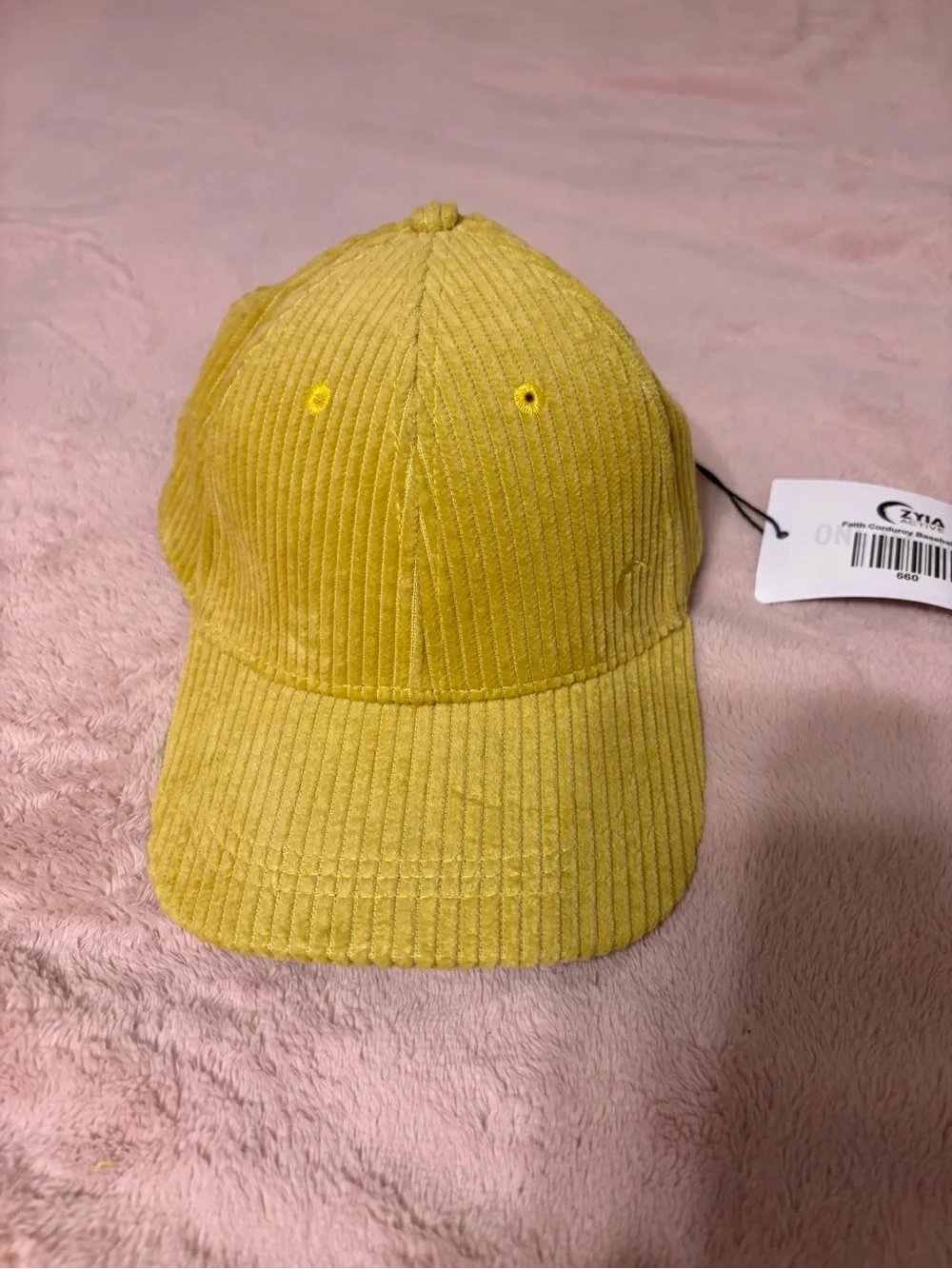 ZYIA Active Faith Corduroy Baseball Cap Yellow Adjustable One Size NWT